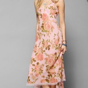 Vintage BJ dress- pink floral with slip